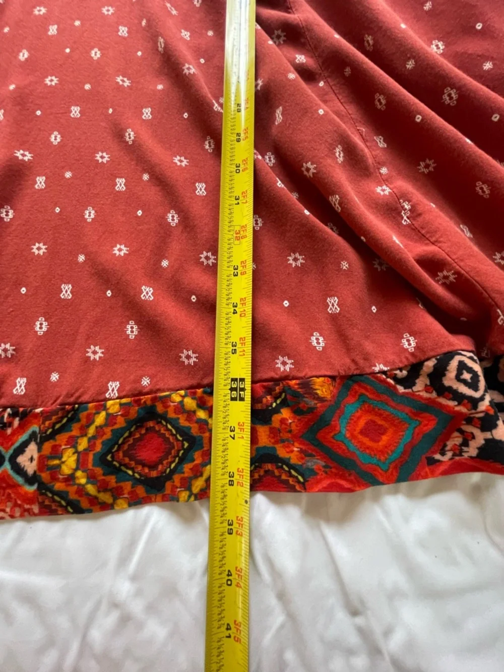 torrid Challis Border Skater Dress Red Abstract Trim V-Neck Mini Dress Size 4X - Picture 11 of 13